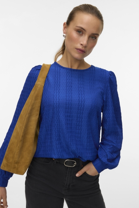 Vero Moda blauwe dames t-shirt | Model vooraanzicht