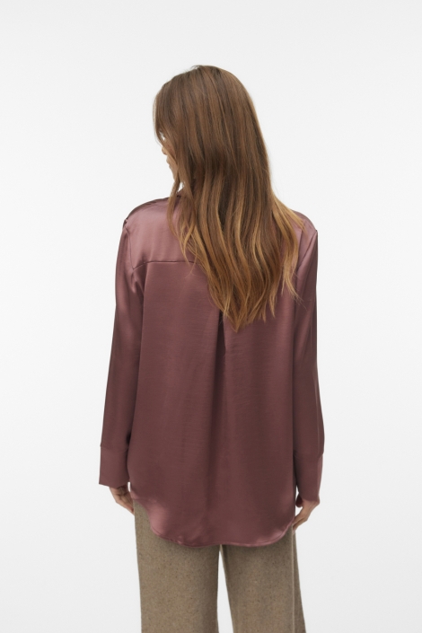 Vero Moda bordeaux dames blouse | Model achteraanzicht