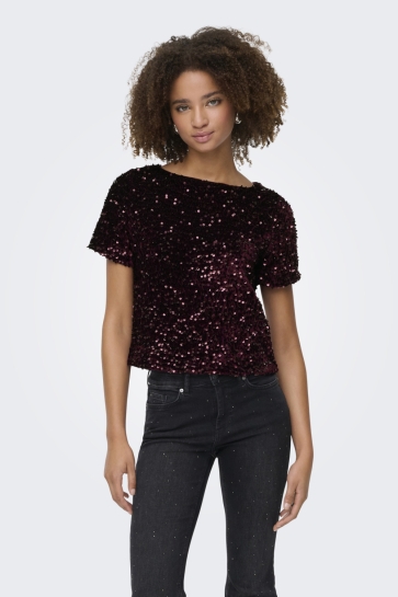 Only ONLANIKA SS SEQUINS BOAT TOP WVN 15358489 WINETASTING/WINETASTING SEQUINS