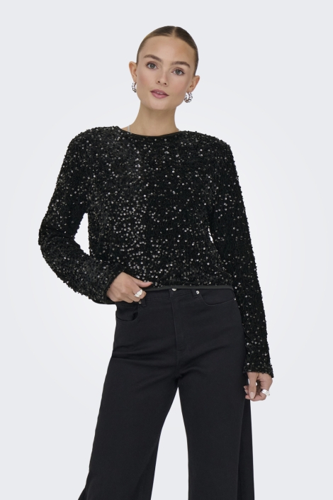 Only zwarte dames blouse | Model vooraanzicht