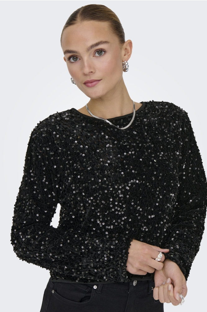 Only zwarte dames blouse | Model vooraanzicht