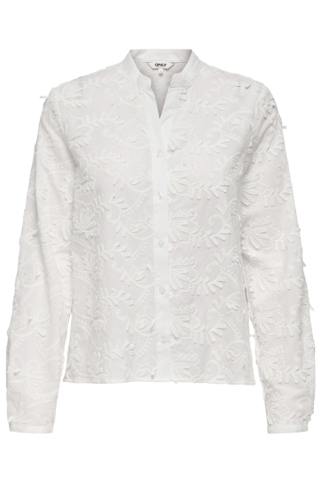 Only Blouse ONLCARMEN FR L/S 3D EMB SHIRT WVN C 15361468 CLOUD DANCER