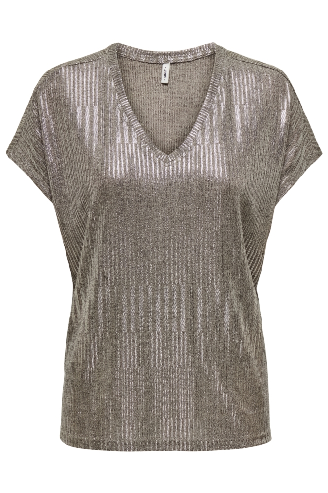 Only zilveren dames t-shirt | Vooraanzicht