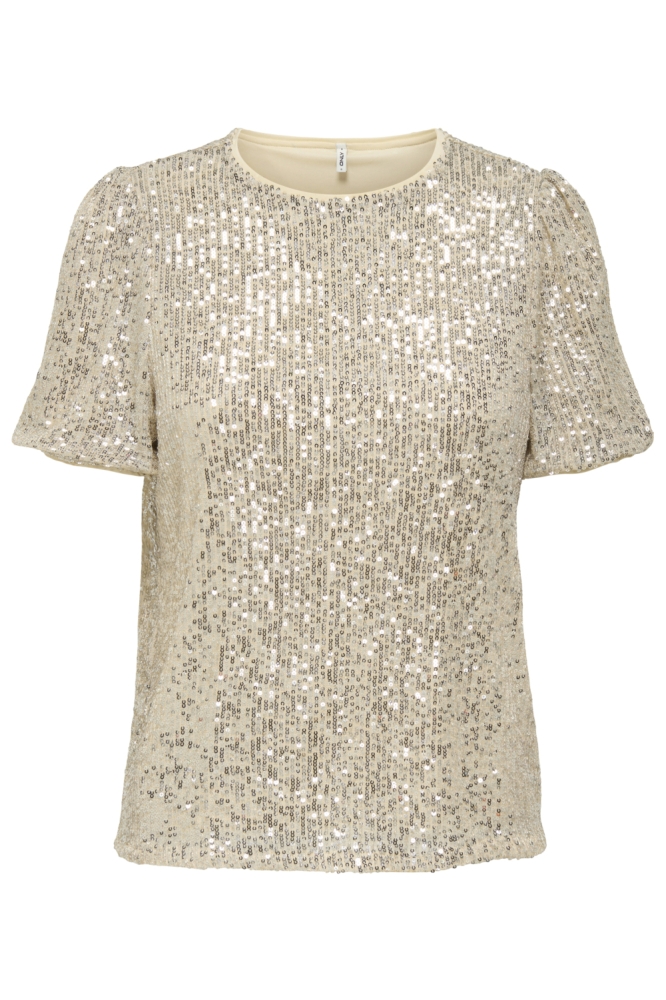 Only beige dames t-shirt | Vooraanzicht