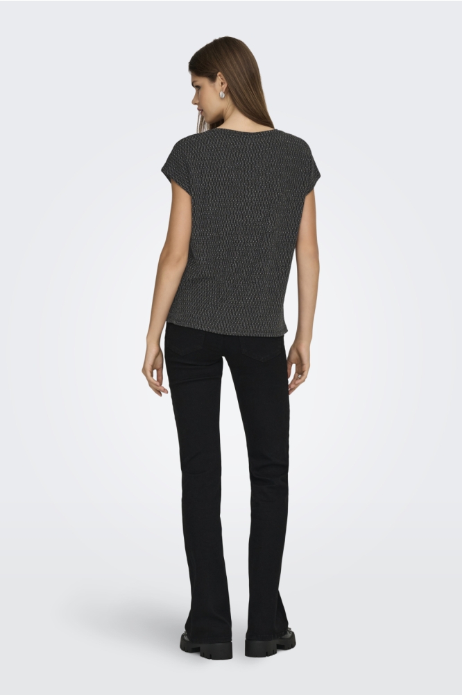 Only zwarte dames t-shirt | Model achteraanzicht