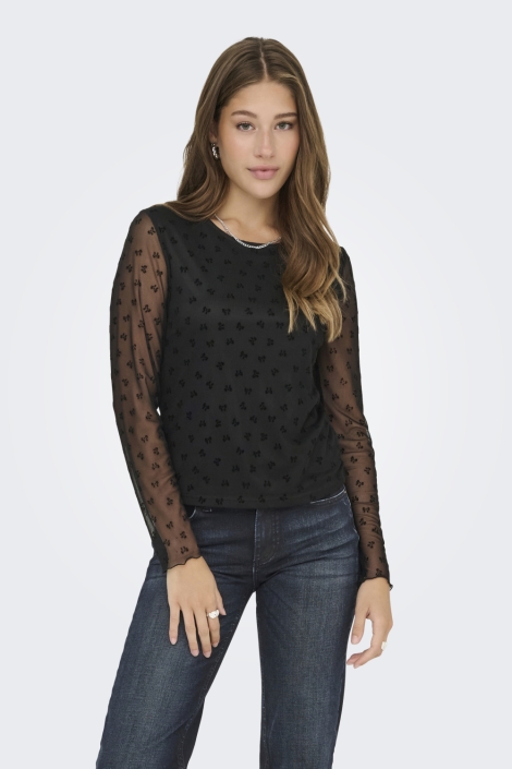 Only zwarte dames top | Model vooraanzicht