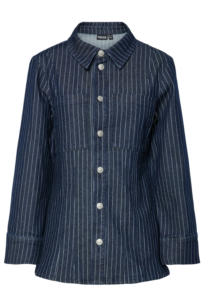 Pieces blauwe dames blouse | Vooraanzicht