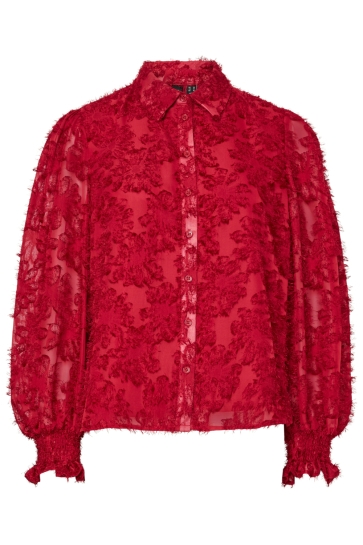 Pieces PCPINA LS SHIRT WVN BC 17154276 SAVVY RED