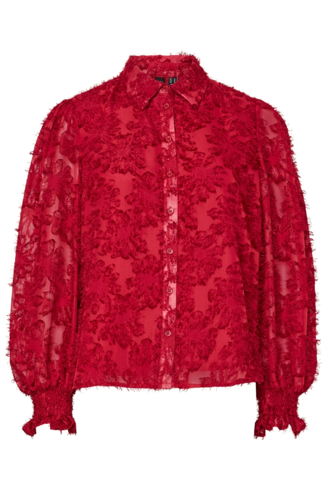 Pieces rode dames blouse | Vooraanzicht