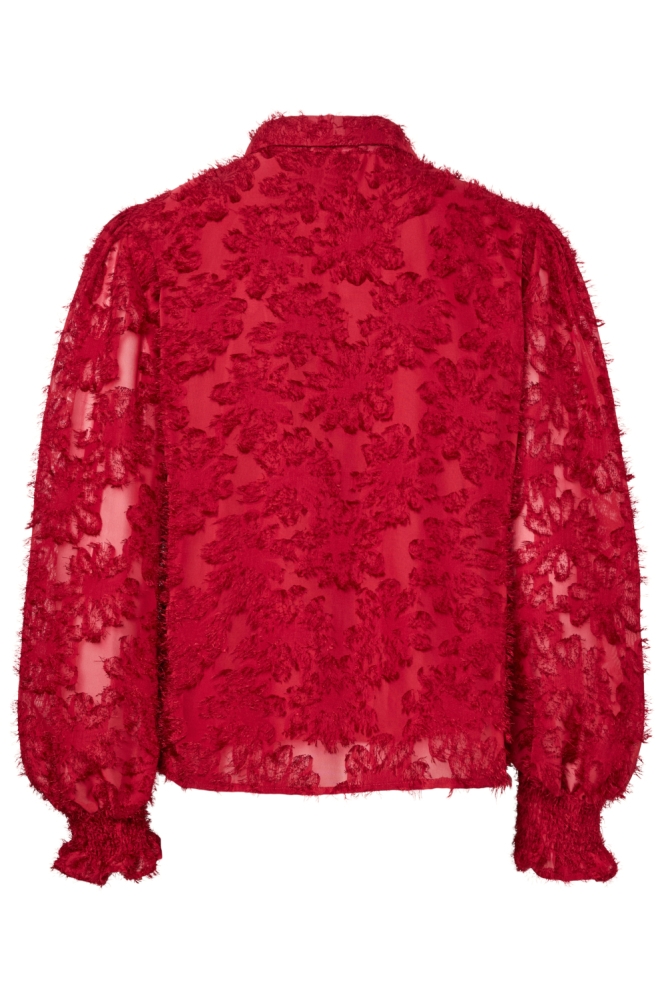 Pieces rode dames blouse | Achteraanzicht