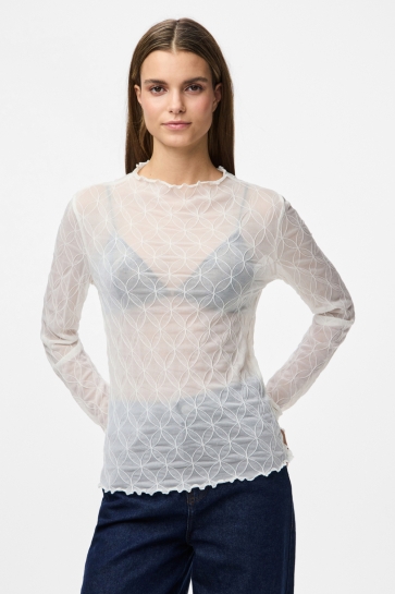 Pieces T-shirt PCRIYA LS MOCKNECK TOP JRS 17161798 CLOUD DANCER