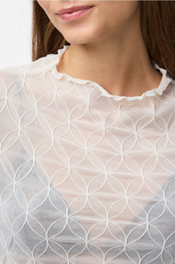 Pieces witte dames t-shirt | Close up