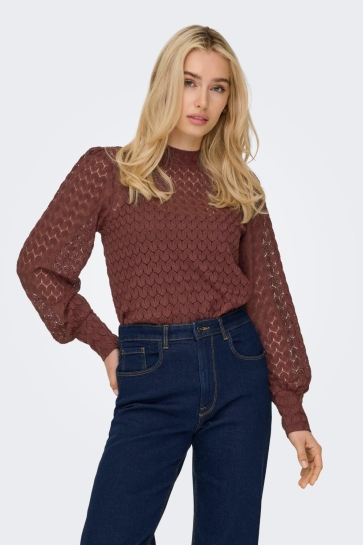 Jacqueline de Yong JDYAVERY L/S LACE TOP JRS NOOS 15268408 RUM RAISIN