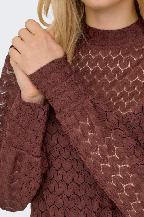 Jacqueline de Yong bruine dames t-shirt | Close up