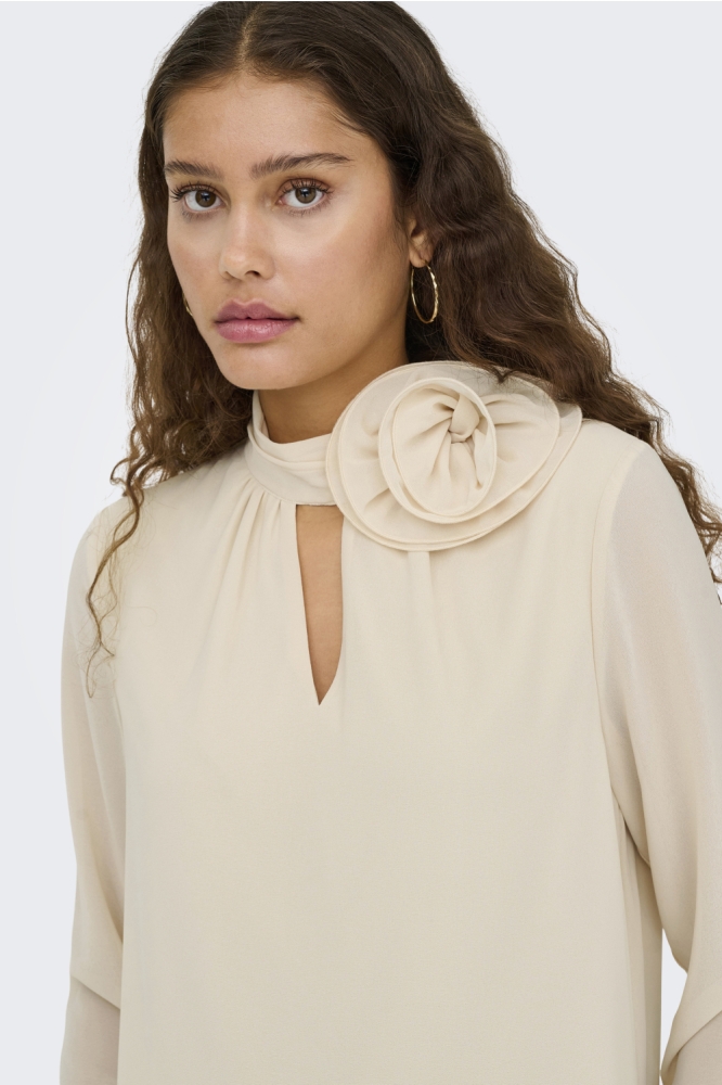 Jacqueline de Yong beige dames t-shirt | Model vooraanzicht