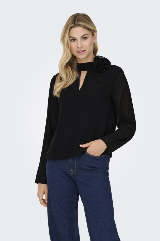 Jacqueline de Yong zwarte dames t-shirt | Model vooraanzicht