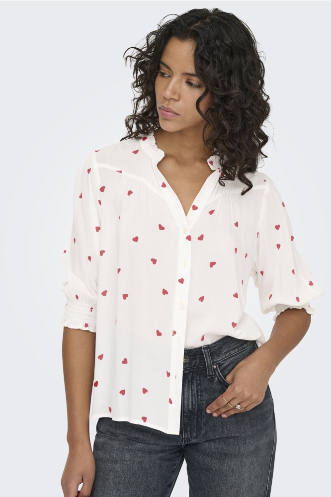 Only witte dames blouse | Model vooraanzicht