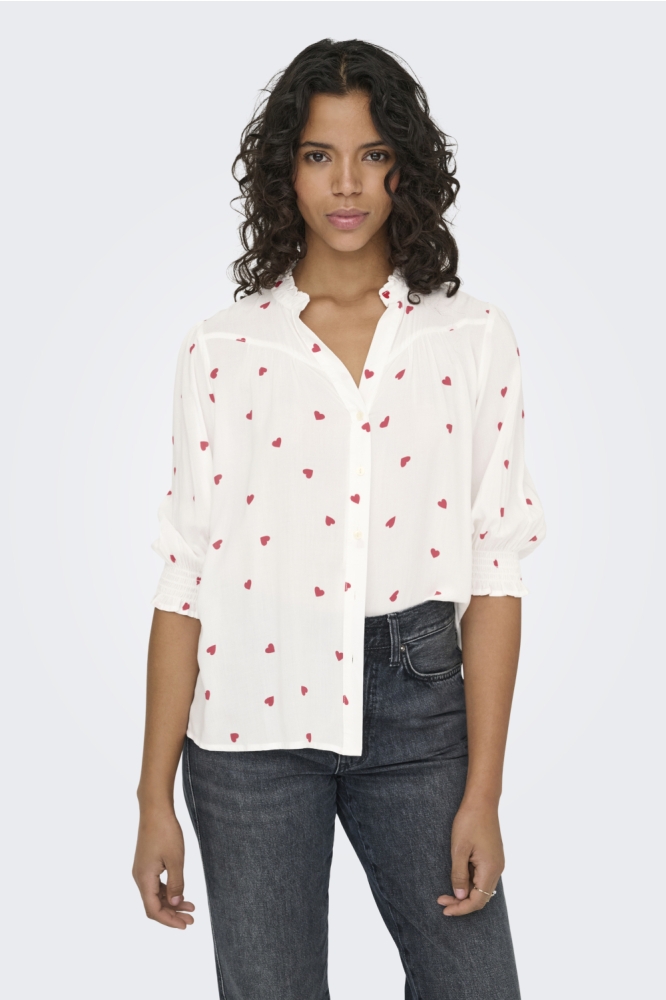 Only witte dames blouse | Model vooraanzicht