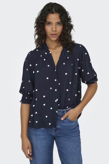 Only Blouse ONLRAYA 3/4 SHIRT WVN NOOS 15332997 NIGHT SKY/CD HEARTS