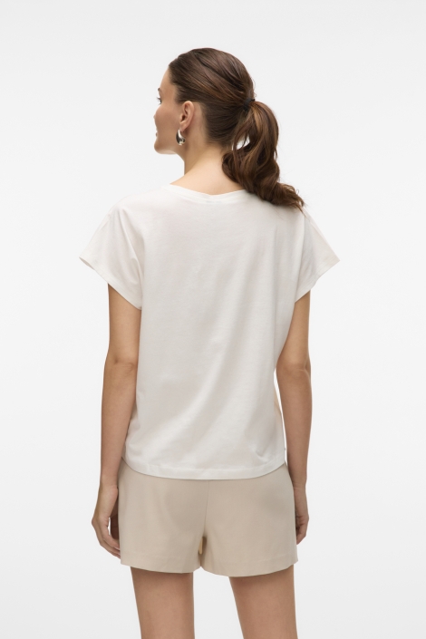 Vero Moda ecru dames t-shirt | Model achteraanzicht