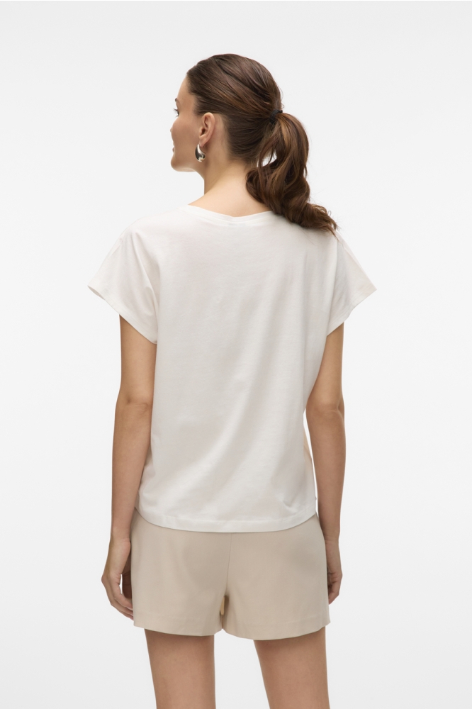 Vero Moda ecru dames t-shirt | Model achteraanzicht