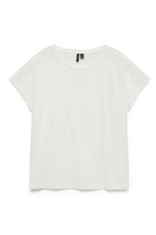 Vero Moda ecru dames t-shirt | Vooraanzicht
