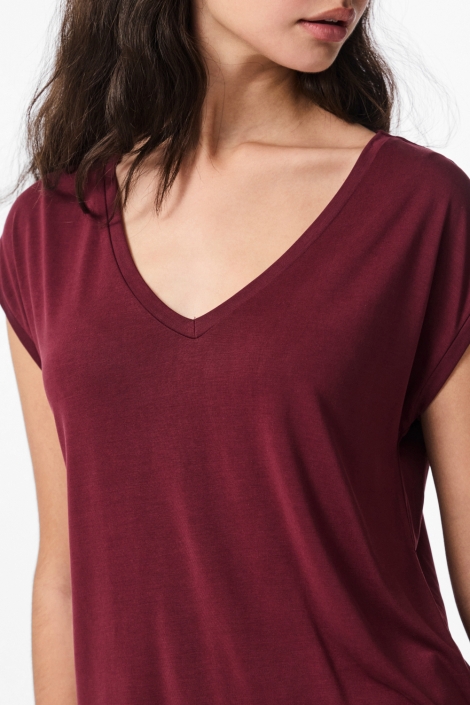 Pieces bordeaux dames t-shirt | Close up