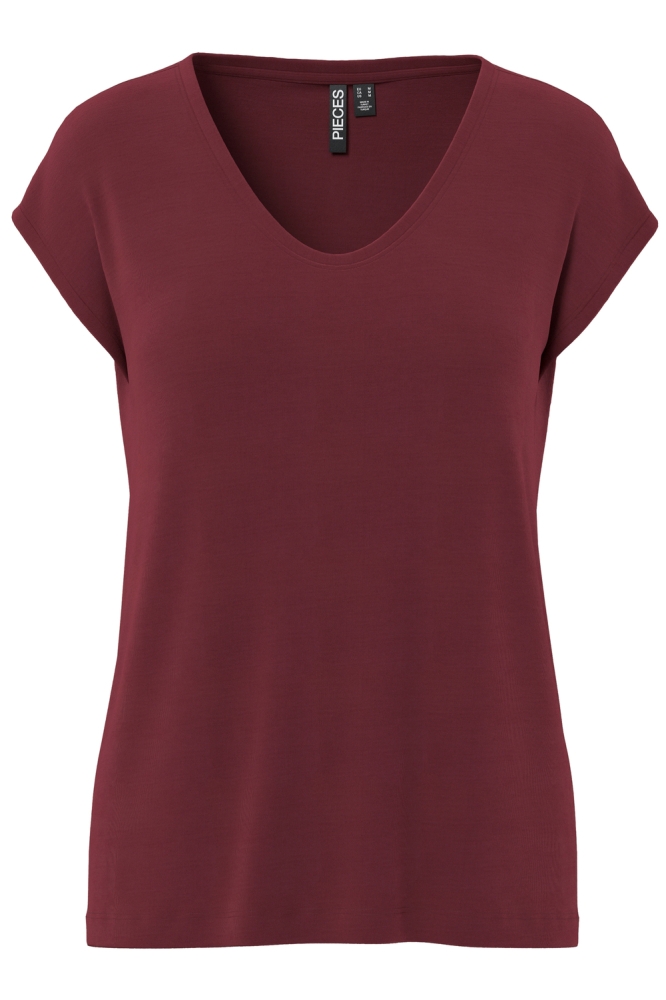 Pieces bordeaux dames t-shirt | Vooraanzicht