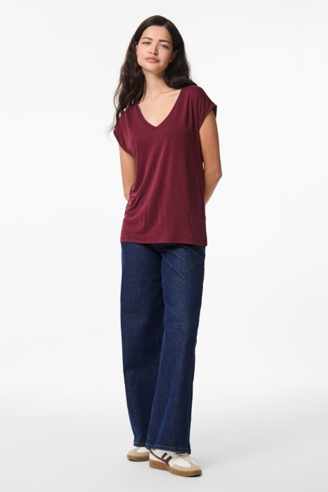 Pieces bordeaux dames t-shirt | Model
