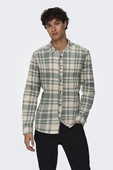 Only & Sons Overhemd ONSGUDMUND LS CHECKED SHIRT NOOS 22007112 BALSAM GREEN/SILVER LINING