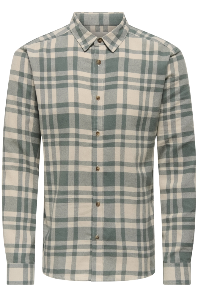 Only & Sons groene heren overhemd | Vooraanzicht