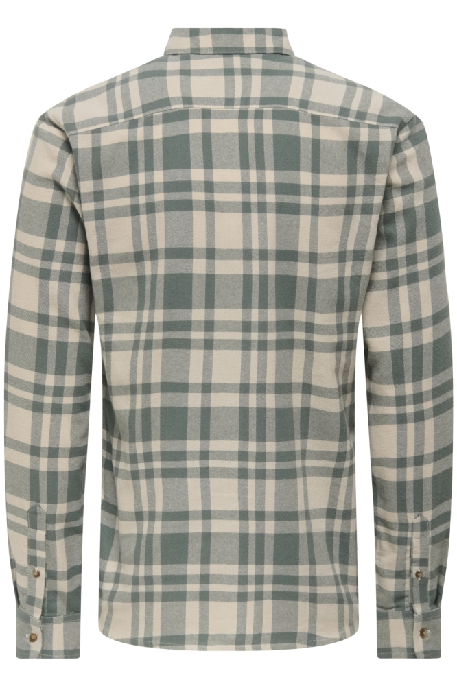 Only & Sons groene heren overhemd | Achteraanzicht