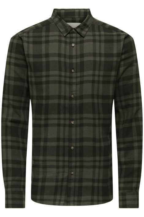 Only & Sons groene heren overhemd | Vooraanzicht