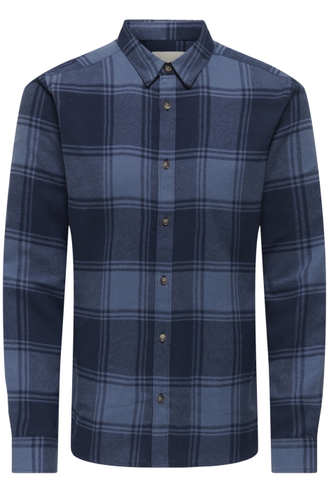 Only & Sons blauwe heren overhemd | Vooraanzicht