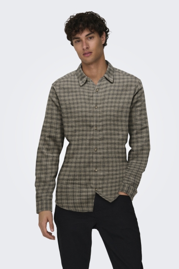 Only & Sons onsgudmund ls checked shirt noos Taupe