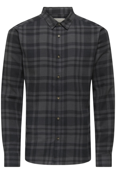 Only & Sons zwarte heren overhemd | Vooraanzicht