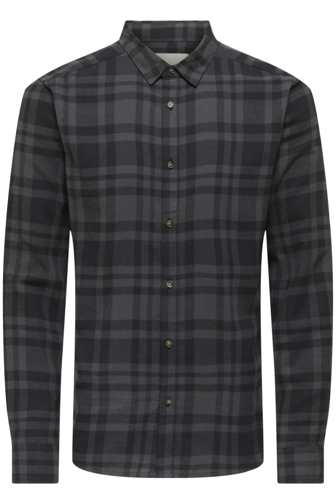 Only & Sons zwarte heren overhemd | Vooraanzicht