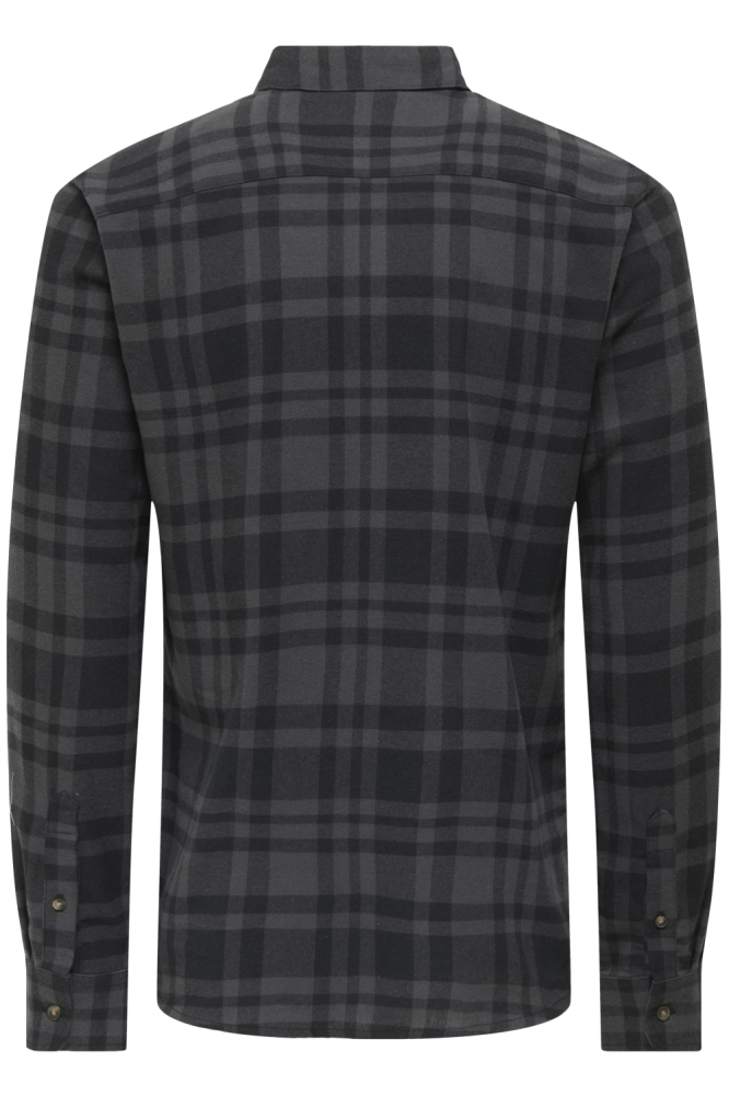 Only & Sons zwarte heren overhemd | Achteraanzicht