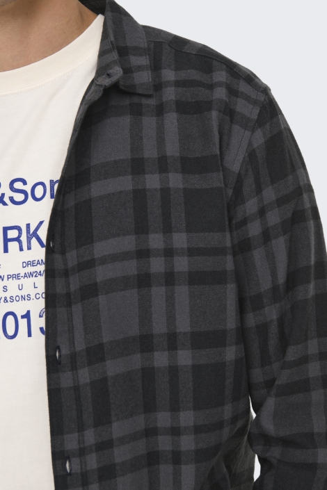 Only & Sons zwarte heren overhemd | Close up