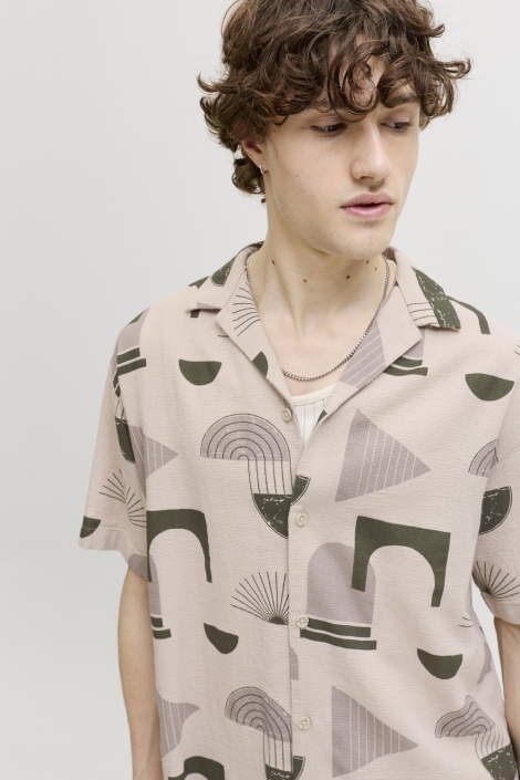 Jack & Jones ecru heren blouse | Close up