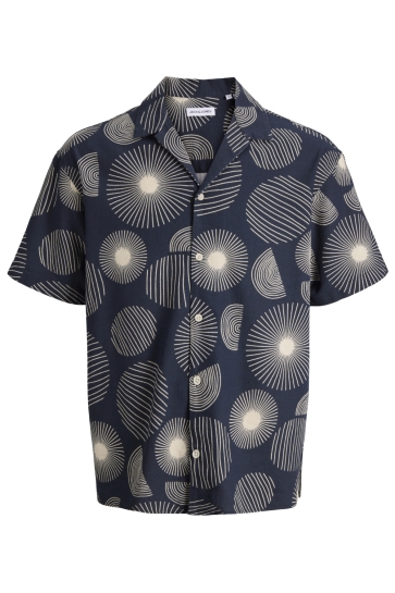 Jack & Jones Overhemd JJABSTRACT PRINT SS RESORT SHIRT 12290408 Navy Blazer