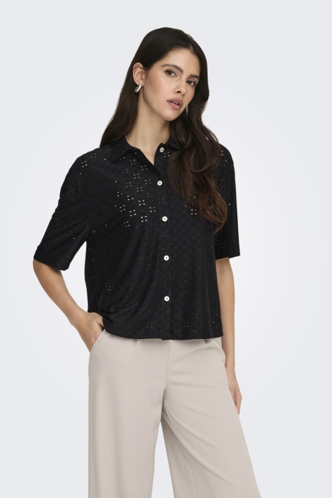 Jacqueline de Yong zwarte dames blouse | Model vooraanzicht