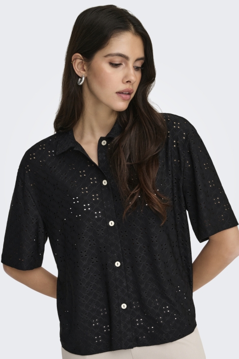 Jacqueline de Yong zwarte dames blouse | Model vooraanzicht