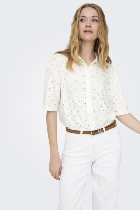 Jacqueline de Yong witte dames blouse | Model vooraanzicht