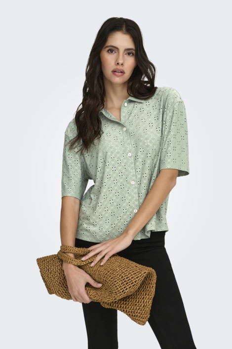 Jacqueline de Yong groene dames blouse | Model vooraanzicht