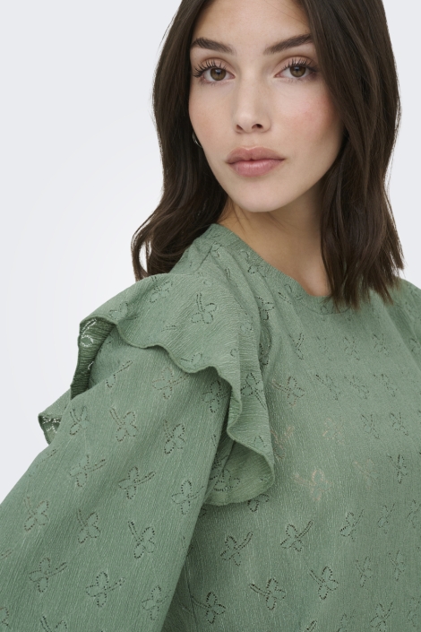Jacqueline de Yong groene dames blouse | Close up