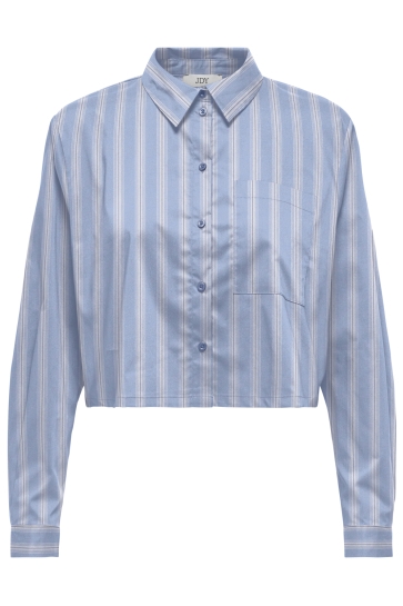 Jacqueline de Yong jdymio l/s crop shirt wvn dia Blauw