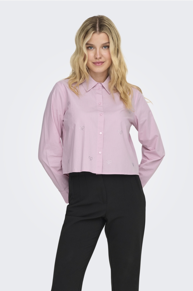 Jacqueline de Yong roze dames blouse | Model vooraanzicht