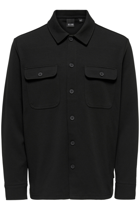 Only & Sons zwarte heren overhemd | Vooraanzicht