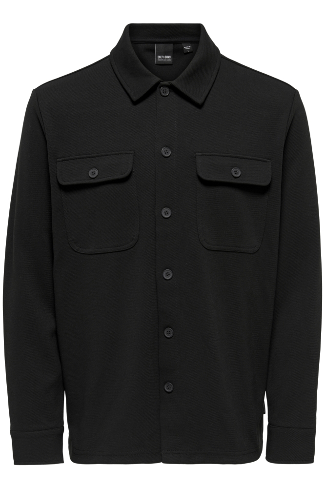 Only & Sons zwarte heren overhemd | Vooraanzicht